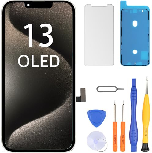 LL TRADER Écran OLED pour iPhone 13 6,1 Écran de rechange FHD Écran tactile 3D Touch Digitizer Cadre de montage et kits de réparation