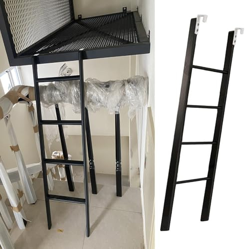 Scaletta per letto a castello in metallo nero con ganci, salvaspazio, scala corta da 127 cm, per camper, dormitorio e uso domestico, scaletta sicura per letti a soppalco e camper
