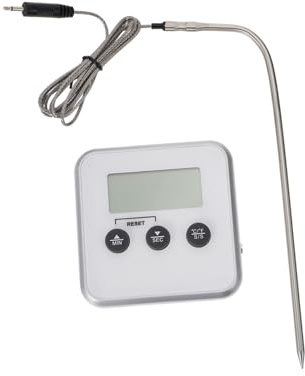 Hohopeti Termometro Digitale per Grigliata con Sensore e Timer Allarme Temperatura Display LCD e Magnetico Misuratore Preciso per Carne e Cibo in Cucina