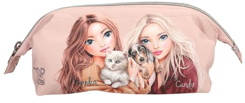 Depesche 13675 TOPModel Fur Ever Friends - Schlampertasche in Rosa, mit Model Motiv, Hunden und Katzen, Federtasche mit Bügel