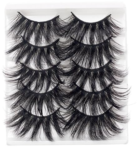 False Eyelashes, 5 Pairs Multi-Layered 25mm Lashes, 5D Dramatic Artificial Mink Lashes, Fluffy Thick Eyelashes False, Mink, 25mm, 3D, Fluffy, Thick