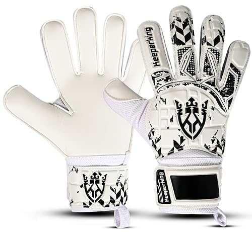 Keeperking Gants de gardien de but de football pour adultes, enfants, adolescents avec et sans protection des doigts, protections de doigts amovibles, 4 mm, différentes tailles et couleurs, unisexe