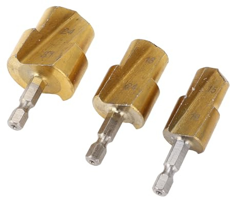 Generic Punte per Alesatori per Tubi PPR in Acciaio Ad Alto Tenore di Carbonio Pratico Kit di Punte per Trapano a Gradini con Codolo Esagonale Forte compatibilità per attività Idrauliche 3 Pezzi