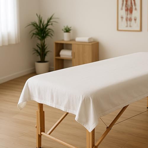 Hans-Textil-Shop Massagelaken 120x200 cm Weiß – Baumwolle Linon, handgefertigt in Europa, handzugeschnitten, Kochfest 95°C, chlorfest, Fangolaken für Praxis & SPA