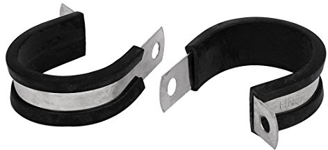sourcing map 2stk 30mm Dmr. EPDM Gummi Gefüttert P Klemme Kabel Schlauchklemme Halter de