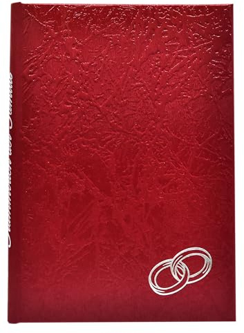 Stammbuch Hochzeit - LORIENT - Familienbuch aus luxuriöser Metallicfolie in rot, Familienstammbuch mit Stammbaum Vorlage zum Ausfüllen, Stammbuch der Familie im Format 14 x 21 cm