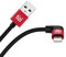 tizi Querdenker/in – Lightning (2m, rot/schwarz), Daten- und Ladekabel mit gewinkeltem Stecker, Apple Mfi Zertifiziert, Stoff Mantel und Alu-Steckern, kompatibel mit iPhone & iPad