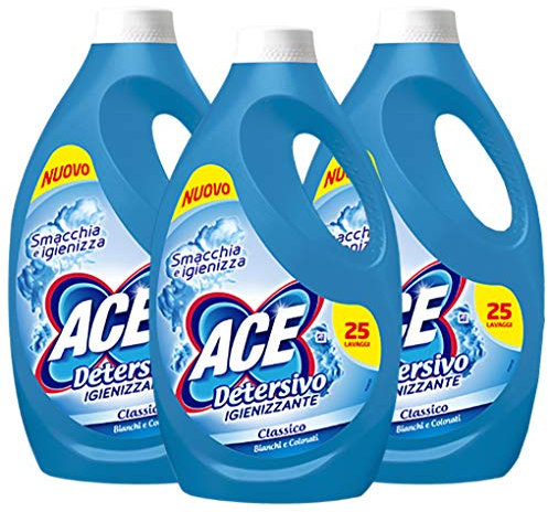 Ace 145496 Detersivo Liquido Classico, Igienizzante 3 x 25 Lavaggi