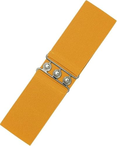 Ro Rox Damen Breiter Elastischer Taillengürtel im Retro Vintage Stil – Stretchgürtel für Kleider, 50er Jahre – Silberne oder Goldene Schnalle