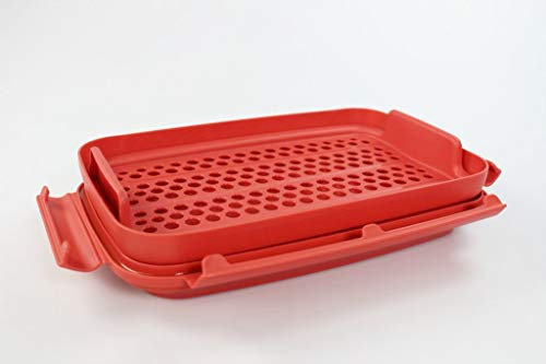 Tupperware Küchenhelfer Flip & Shake rot Panieren Marinieren Schüttel Party