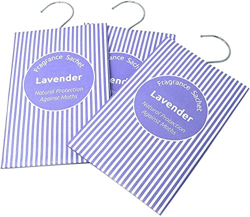 Fragrance Scented Sachet Bags, Natural Moth Repellent, Pack of 3, Lavender, Wardrobe Air Fresheners, Storage & Clothing Odour Prevention, Wardrobe Fresheners, Scented Sachets