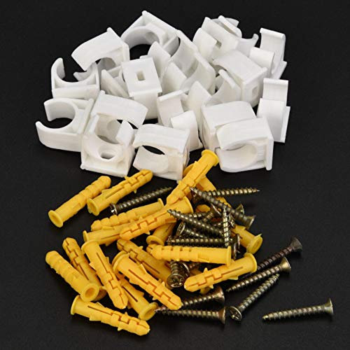 Abrazadera de tubería de plástico, abrazadera de tubería de PVC de gas, 20 piezas 16/20/25/32 mm PPR abrazadera de tubería en forma de U Clips fijos de tubería de agua con tornillos(16 mm)