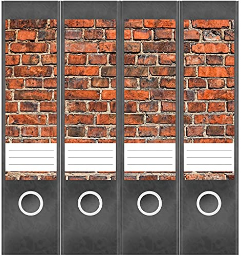 Etiketten für Ordner | Hauswand | 4 breite Aufkleber für Ordnerrücken | Selbstklebende Design Ordneretiketten Rückenschilder