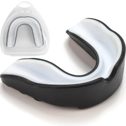 Protector Bucal Boxeo Adulto de Silicona Moldeable, Protector Dental Deportivo Cómodo y Reutilizable para MMA, Muay Thai, Rugby, Kickboxing y Fútbol Americano, Negro