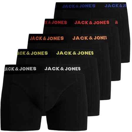 Jack&Jones JACBLACK Friday Trunks 5 Pack LTN, Caleçon Boxeur pour des Hommes, Black/Detail:Black, XL