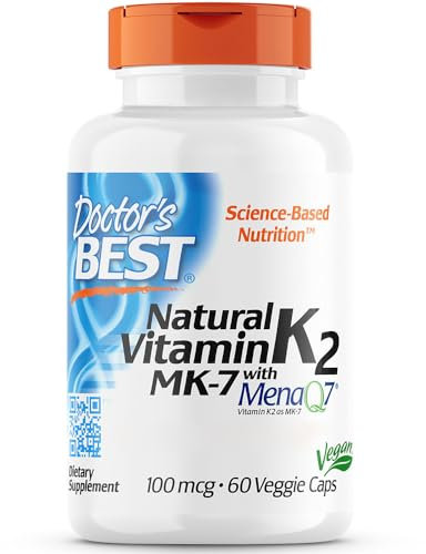 Doctor's Best, Natural Vitamin K2, MK-7 with MenaQ7, 100 mcg, 60 Vegan Capsules, Laboratory Tested, Gluten Free, Soy Free, Vegetarian