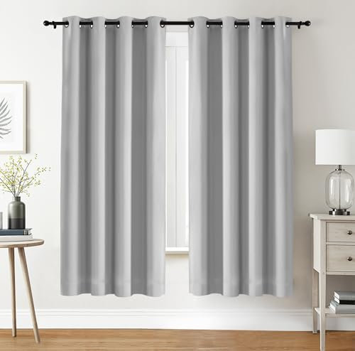 Utopia Bedding Opacas Cortinas Salon Modernas 2 Piezas 140x175 cm, Blanco Grisáceo - Cortinas Térmicas Aislantes Frío Calor y para Dormitorio, Salón y Cocina con Ojales