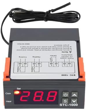 Taikuwu Temperaturregler AC 110V-220V Celsius Allzweck Digitaler Thermostat Temperaturkalibrierung mit NTC-Sensor Sonde für Fermentation Hatch Freezer Heizen/Kühlen