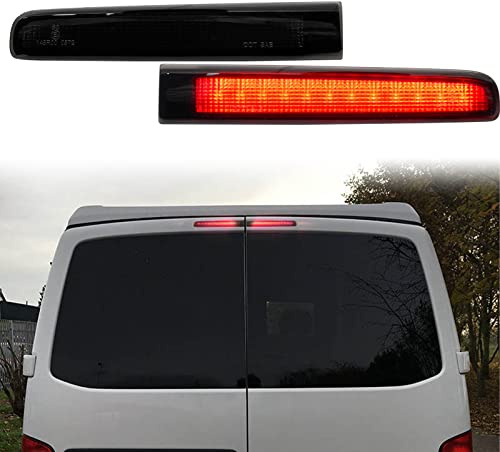 njssjd LED Drittes Bremslicht Zentrales Hohes Drittes Bremslicht für V-W T5 T6 T6.1 Transporter Kastenwagen Multivan Caravelle (mit hinteren Doppeltüren) Hinten hoch montierte Bremsleuchte Rauchglas