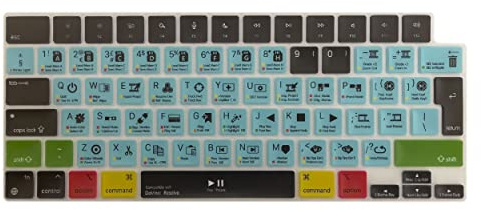 MiNGFi Silikon Davinci Resolve Tastenkombinationen Tastaturschutz für MacBook Pro/Max 14&16 M1-M4(A3185 A2485 A2780 A2991 A3403 A3186) Air 13,6&15,3 M2-M4(2022-2025) EU/ISO Tastaturlayout