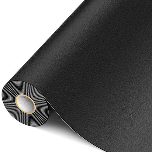 MICTER Parche Adhesivo de Cuero 15x200cm, Parches de Polipiel para Reparación de Muebles, Sofás, Sillas de Coche, Sillones, Tapizar y Restaurar Cuero (Negro)