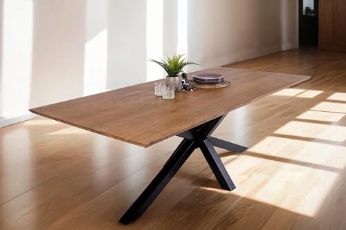 SAM Esstisch Abby 200x100 cm Akazie nussbaum Schweizer Kante Spider schwarz