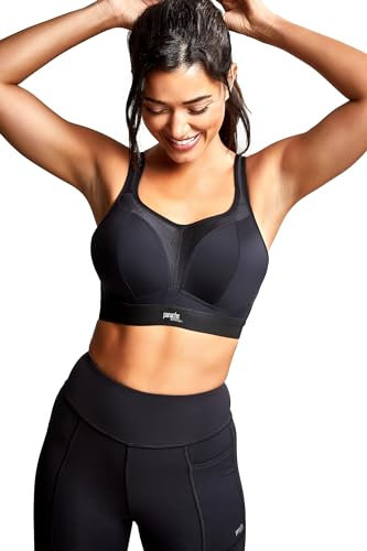 Panache - Women's Non-Wired Sports Bra, Black/Black, 36GG