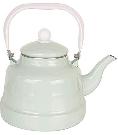 ANIFM Emaille-Wasserkocher, 1 2 l, Emaille-Kaffeekanne, Ölkanne, Wasserkocher, Emaille-Wasserkocher, Emaille-Topf, kalter Wasserkocher, Teekanne, mintgrüne Teekanne, traditioneller/Retro-Wasserkocher