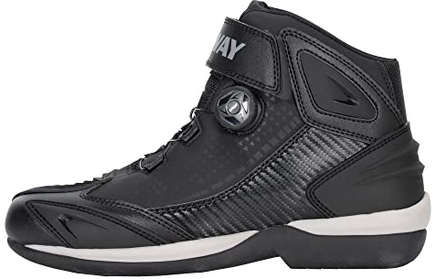 FAST WAY City 1 Motorrad Schuhe Herren & Damen, CE Zertifizierte Motorradschuhe, Motorradstiefel mit Schnürrad, Motorrad Stiefel mit TPU Schleifkante & Schalthebelverstärkung, Größe 43