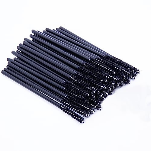 i-Laesh Skinny Mascara Wands - Eyebrow Brushes for Lash Extensions, Beauty Makeup Tool - 50 Pcs (Black)