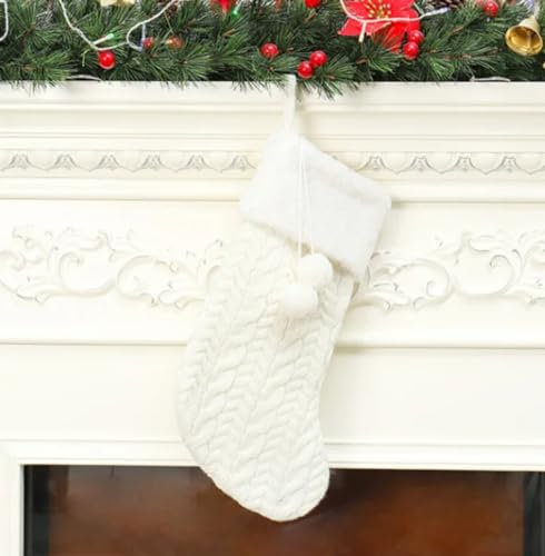 gorm Weihnachtsdekoration, personalisierte Weihnachtsstrümpfe, Weihnachtsstrümpfe mit Namen, Weihnachtsstrumpf für Kinder, Urlaub und Familienstrumpf für Kamin, Weihnachtsfeiertage (weiß,