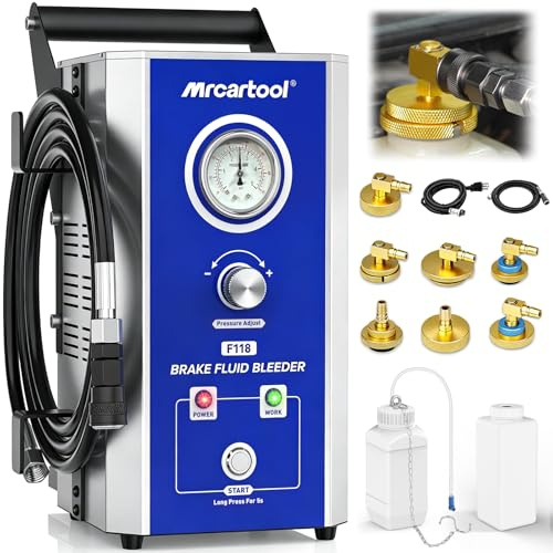 Kit Eléctrico de Purga de Frenos - PARAOUTIL110V/220V Kit de Purga de líquido de Frenos 0~3 Bar con 17 Adaptador Purgador Frenos Dispositivo de Purga de Frenos de vehículo on Modos Lento y rápido