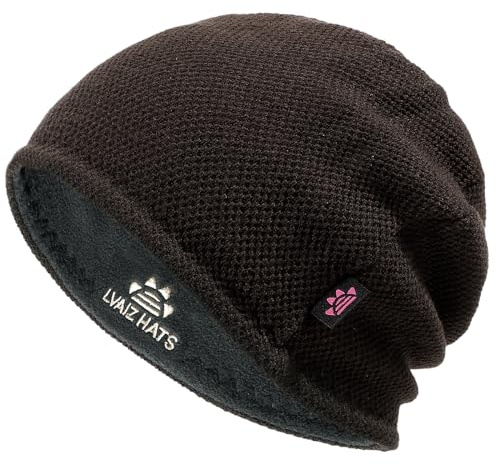 Vintermössa för män varm fleece fodrad skalle keps för män vändbar kvinnor vindtät klocka hatt stickad varm unisex mössa, Brun + grå grön, one size