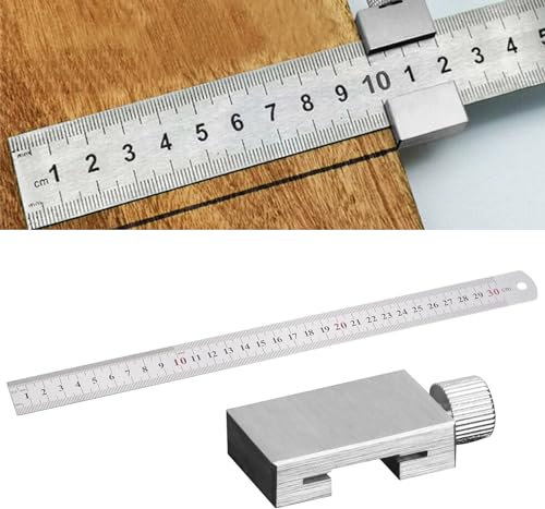 Nizirioo Règle de butée en acier inoxydable 30 cm Outil de traçage pour le travail du bois, le bricolage, l'artisanat