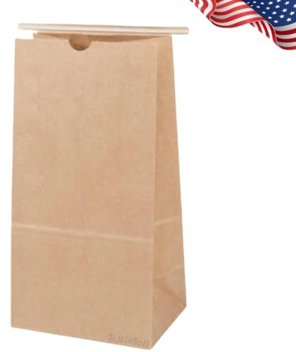 LPS Lowpricesupply Pack of 100, Solid 3 Lb (48oz) Kraft Tin Tie Coffee Bags 12.5X4.5X6.5 For Coffee Bags, Food Packaging, Cookie Bags, Food Storage Bags, Candy Bags, Brown