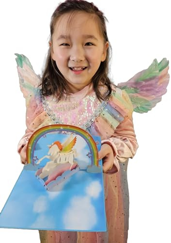 Schevem 3D Pop Up Karte Einhorn Geburtstagskarte Grußkarte - Einhornkarte Happy Birthday Karte für Kinder Frauen Mädchen - Geschenkkarte mit Einhorn Einhornfans