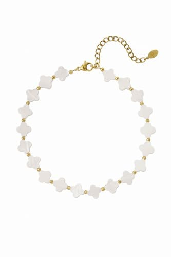 Acura-Styles Fussketten für Frauen Groß Gold Edelstahl Damen 18 KT Vergoldet Wasserfest Fussketten für Frauen Boho Fussketten für Frauen Verstellbar Kleeblatt Schmuck für Damen