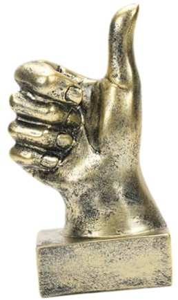 JISADER Statua divertente del gesto della mano, decorazione del desktop Design creativo Scultura del gesto creativo Figurina della mano in resina per tavolo, Pollice su oro