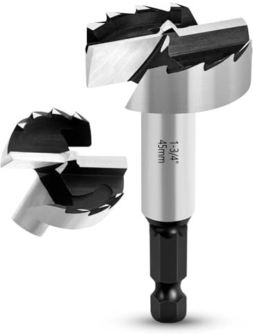 NICAVKIT 45mm Mèche Forstner Foret à Ailettes Plates, Foret à Bois Multi-Dents, Meche Bois Avec tige hexagonale Pour Le Perçage Dans Le Bois, Le Plastique, Le Contreplaqué