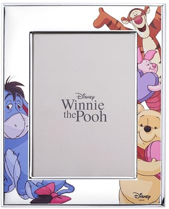 VALENTI & CO. Disney Baby - Winnie Puuh - Bilderrahmen für den Tisch aus Silber, Geschenkidee für Kinder oder Neugeborene zur Taufe oder zum Geburtstag