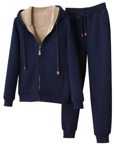 Completo Felpa in Pile Donna e Pantaloni Casual,Felpa Tinta Unita con Cappuccio e Tasche, a Maniche Lunghe,Pullover,Completi sportivi da donna Autunno 2 Pezzi Tuta Completa Elegante Invernale