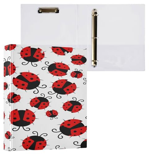 Drei-Ring-Ordner mit 3,8 cm (1,5 Zoll) und Innentaschen, 1/2er-Pack Ordner, Schulhefter, Hardcover, unverwechselbares Insekten-Marienkäfer-Muster, abstrakte Textur