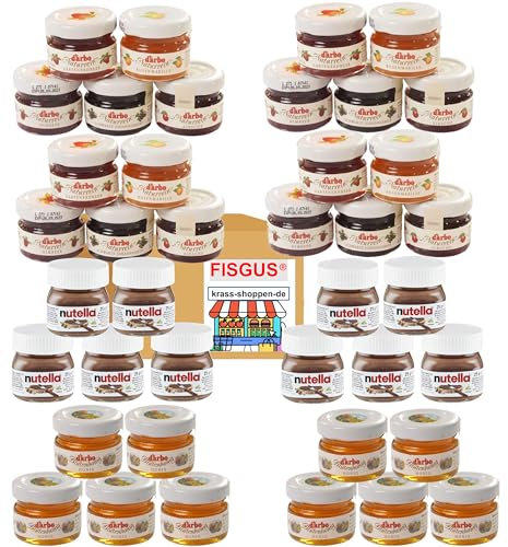 Ein Angbeot von FISGUS® by krass-shoppen-de - Darbo 20 x 28g 5 Sorten Konfitüre - 10 x 28g Darbo Blütenhonig - 10 x 25g Marken Nuss-Nugat-Creme