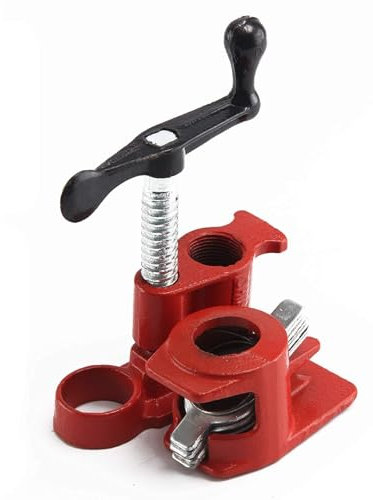 CROWNSHOP 1PCS Wood Pipe Clamp Sets Heavy Duty 3/4 Wide Base Iron Woodworking Clamps Workbench Gluing Tool Pipe Screw Clamp for Woodworking Wood Construction Work (1)