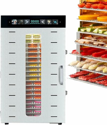 AFLEPCBRQ Electric Food Dehydrator Machine with 24H Timing, Electric Fruit & Meat Drying Machine, 16/20 Layers Commercial Food Dehydrator, Temperature Control Range: 30-90°C/86-194℉,20-layer