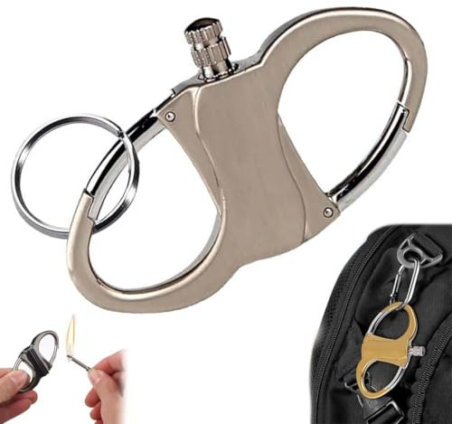 Keychain Lighter Match Strike, Ewiges Streichholz Feuerzeug mit Schlüsselanhänger, Tragbares Wiederverwendbares multifunktionsmatch, Outdoor Camping Match Feuerzeug, Butangasfrei (Silber)