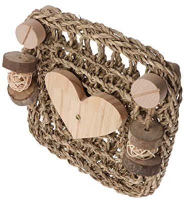 VICASKY Guinea Pig Cage Grass Mat Chewing Toy Woven Heart-shaped Grass Pad Small Cage Liner for Rabbits Hamsters Pets Indoor Chewing Supplies