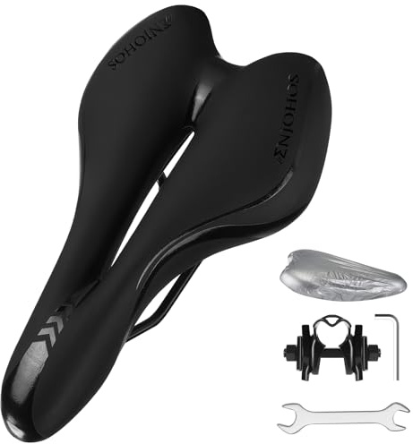 ENJOHOS Sella Bici Comoda, Sella MTB Antiprostata Impermeabile, Sellino Bici Morbido Uomo Donna, Selle Bicicletta da Corsa Mountain Bike Gravel Trekking Strada, Nero