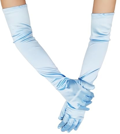 HSTWODE 1 Stück Lang Damen Satin 55cm Classic Elegant Abendhandschuhe 14 Farben 1920er Elastic Satinhandschuhe Opera Party Halloween Karneval Kostüm Opernhandschuhe Braut