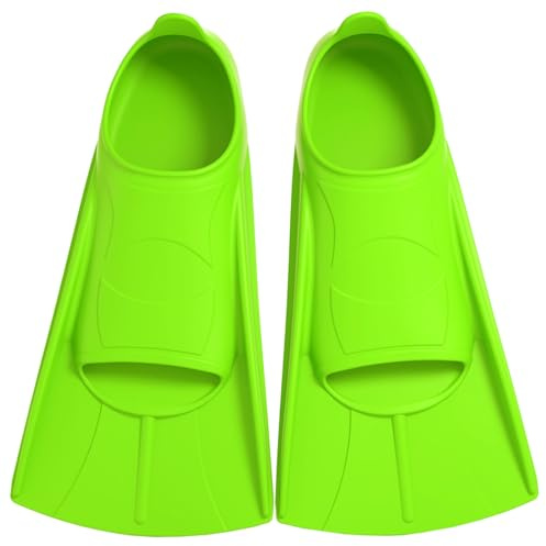 Aletas de natación para niños, aletas cortas para niños, 100 % silicona, aletas cortas para entrenamiento de natación, entrenamiento en aguas abiertas, esnórquel, buceo para niños y niñas